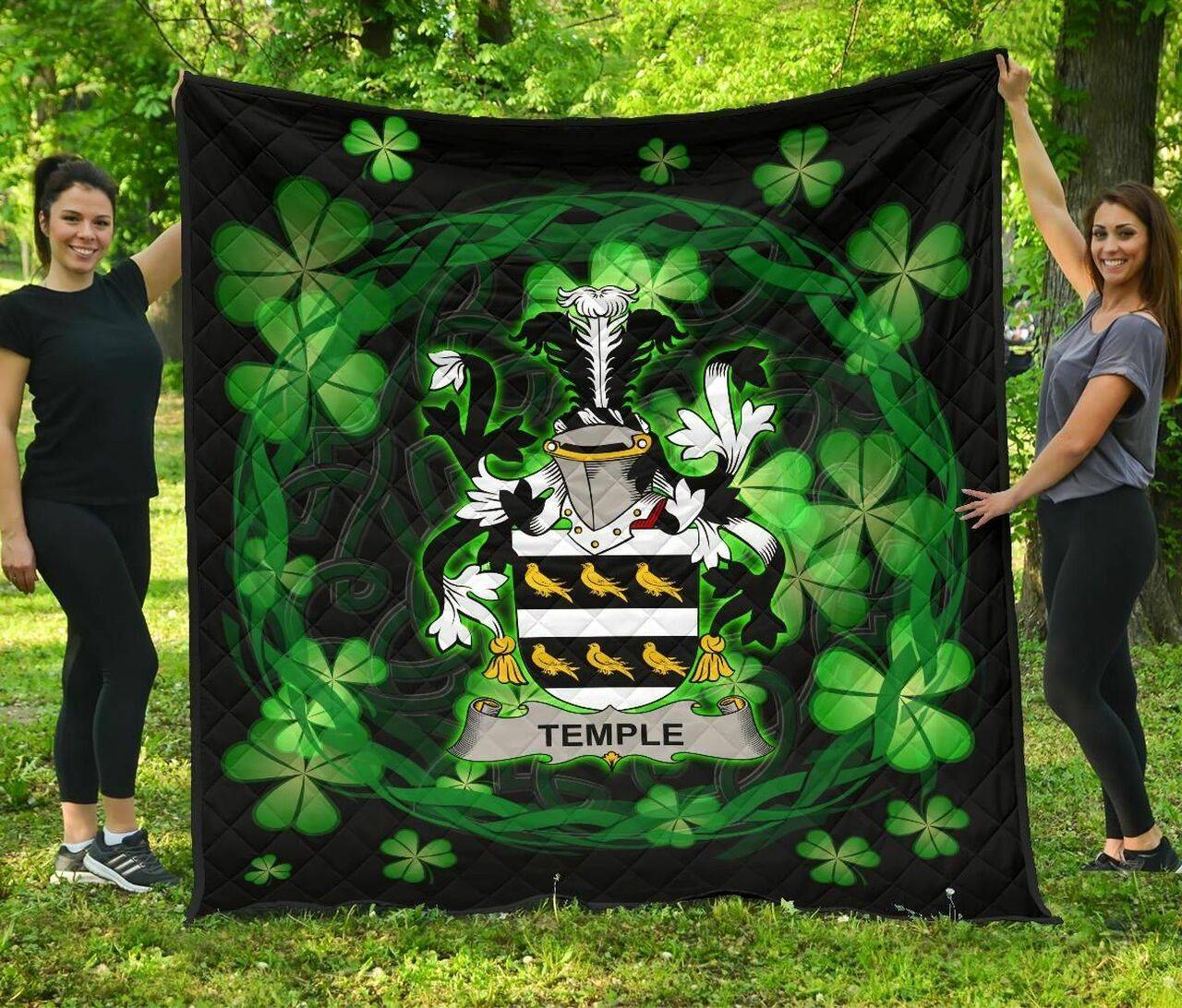 Temple Ireland Irish Celtic Shamrock Knot Circle JFJ13505 3D Customized Quilt 2707 and Home Decor