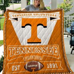 Tennessee Volunteers Football 1 Quilt Blanket Fan Made and Home Decor