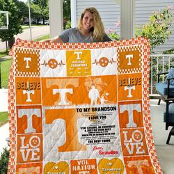Tennessee Volunteers - To My Grandson - Love Grandpa Quilt and Home Decor