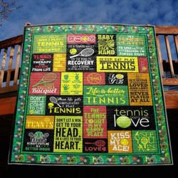 Tennis Court Is My Happy Place Quilt Blanket Aq55  Quilt and Home Decor