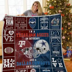 Texas A&M Aggies & Dallas Cowboys Quilt Blanket and Home Decor