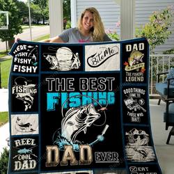 The Best Fishing Dad Ever Bite Me Quilt Blanket Great Customized Gifts For Birthday Christmas Thanksgiving Perfect Gifts For Fishing Lover and Home Decor