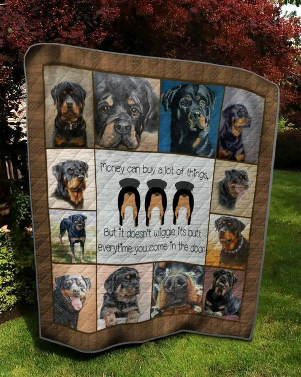 The Cute Rottweiler Quilt Blanket Quilt and Home Decor