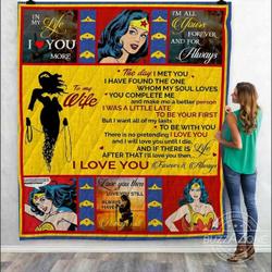 The Day I Met You Wonder Woman Quilt Blanket All Season Plus Size Quilt Blanket and Home Decor