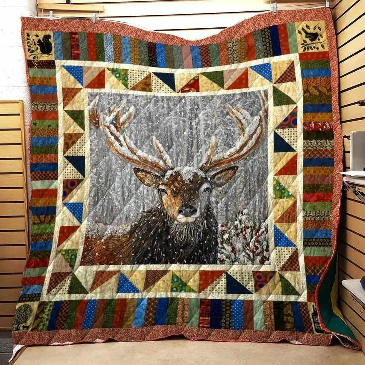 The Deer King Of Hunter Blanket Th1707 Quilt and Home Decor