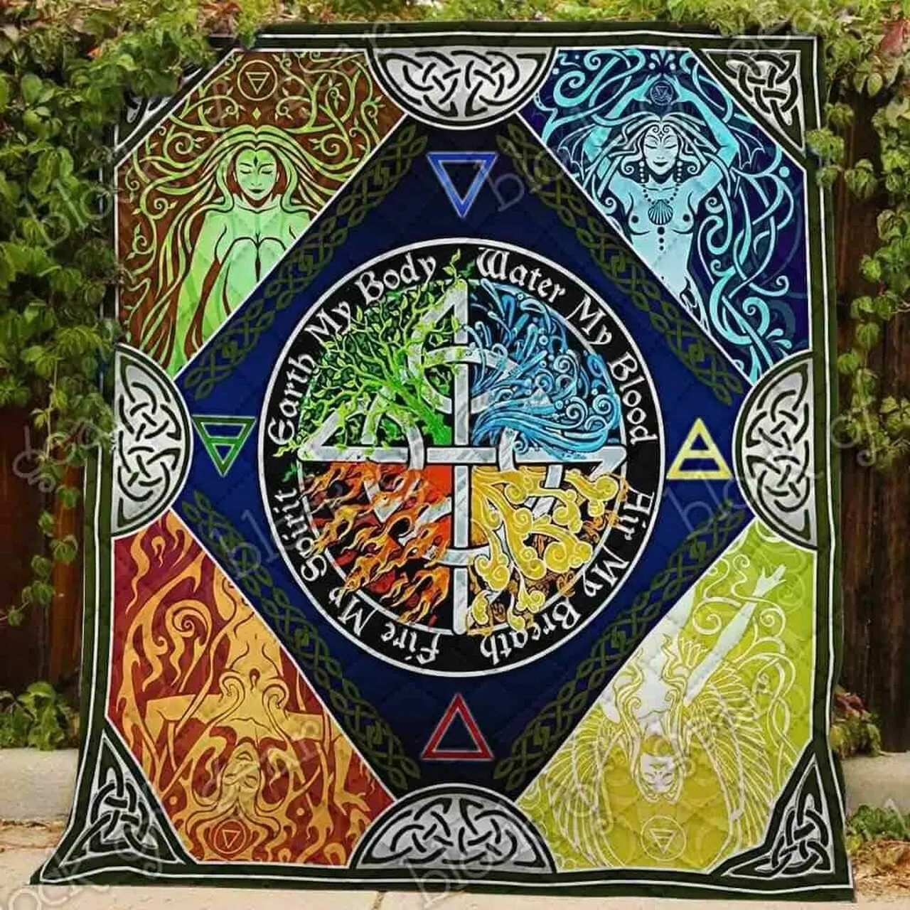 The Four Elements Pagan Blanket Kc1807 Quilt and Home Decor