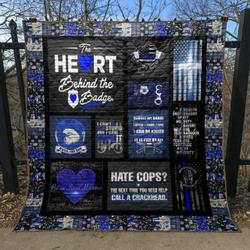 The Heart Behind The Badge Quilt Blanket Hn57 Aw  Quilt and Home Decor