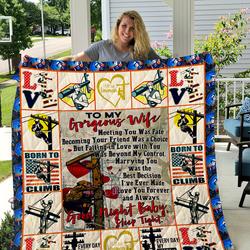 The Lineman  To My Wife  Love Husband Quilt and Home Decor