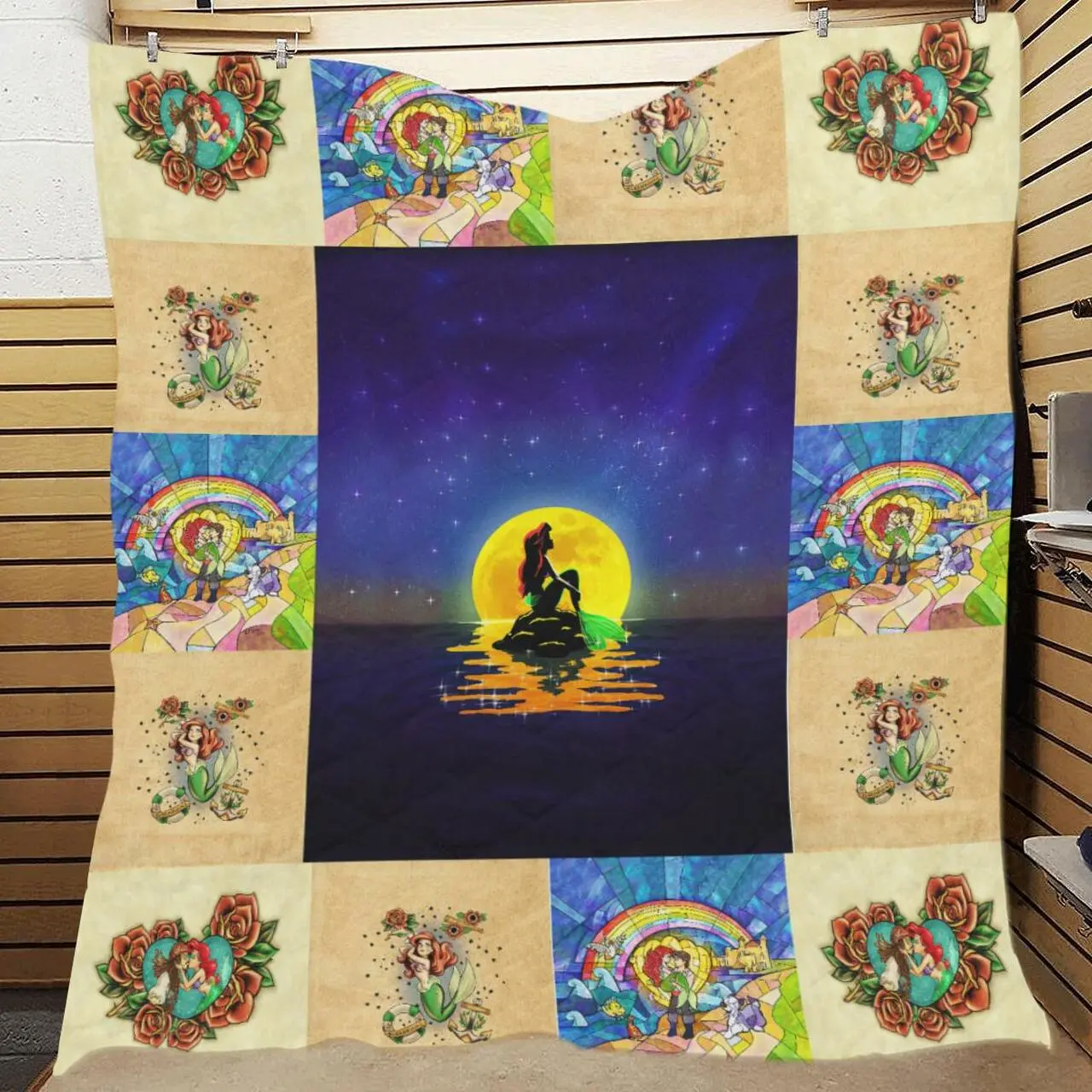 The Mermaid And The Moon Quilt and Home Decor