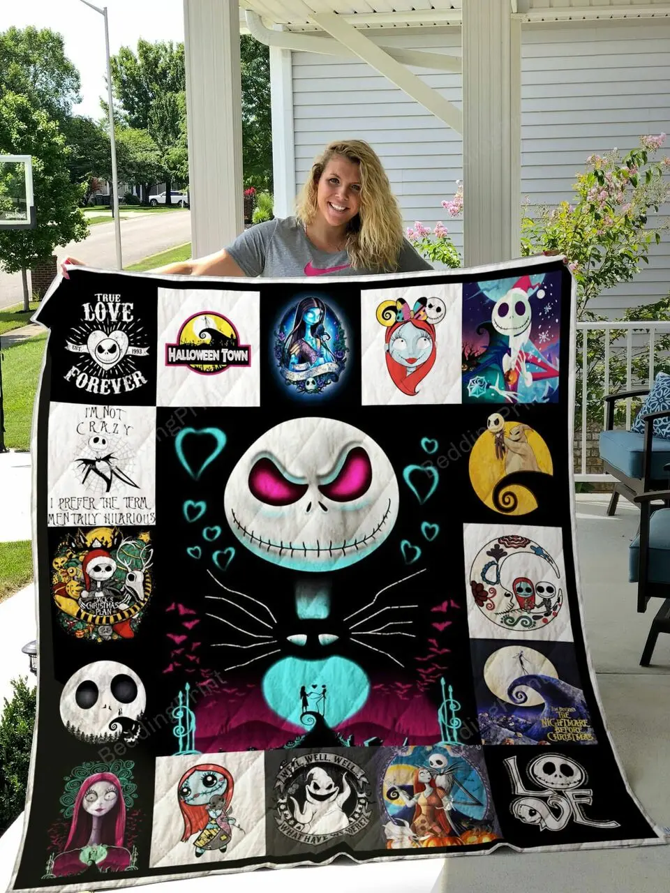 The Nightmare Before Christmas Poster Quilt Blanket and Home Decor