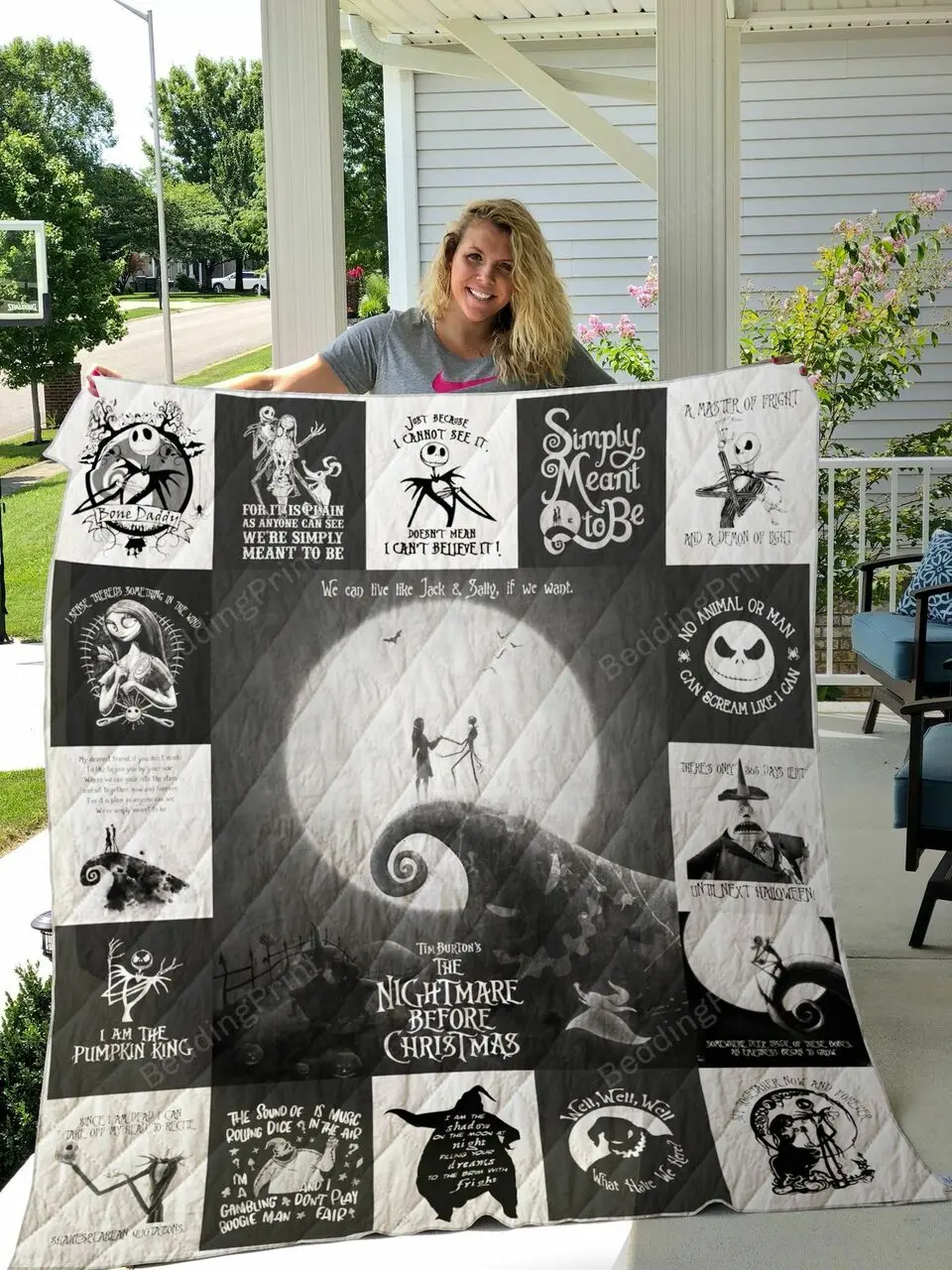 The Nightmare Before Christmas T-Shirt Quilt Blanket and Home Decor