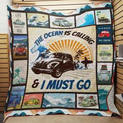 The Ocean Is Calling And I Must Go Quilt Blanket Great Customized Blanket Gifts For Birthday Christmas Thanksgiving and Home Decor