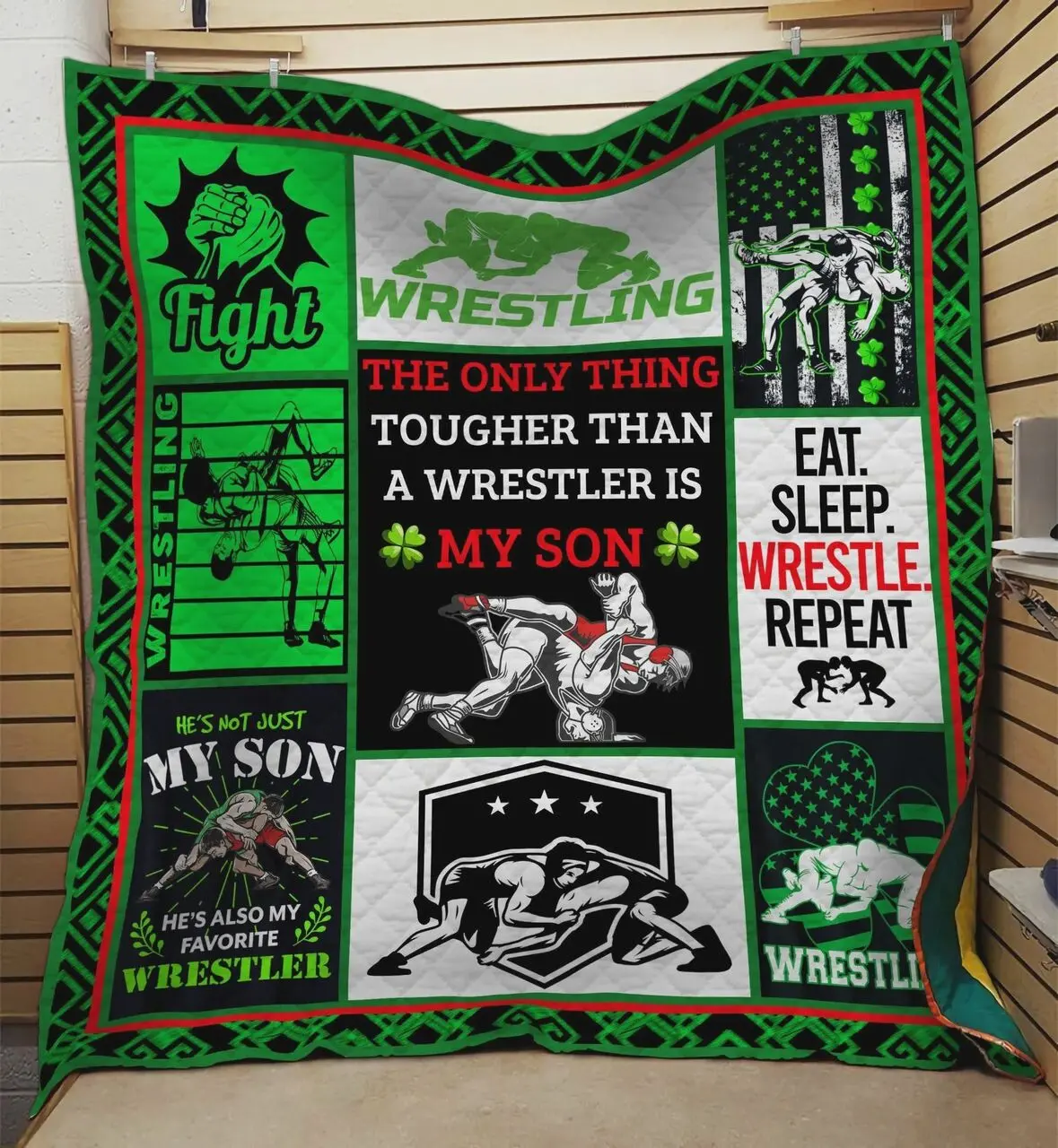 The Only Thing Tougher Than A Wrestler Is My Son Quilt Blanket Great Customized Blanket Gifts For Birthday Christmas Thanksgiving and Home Decor