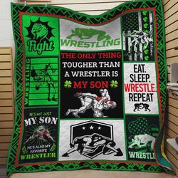 The Only Thing Tougher Than A Wrestler Is My Son Quilt Blanket Great Customized Blanket Gifts For Birthday Christmas Thanksgiving and Home Decor