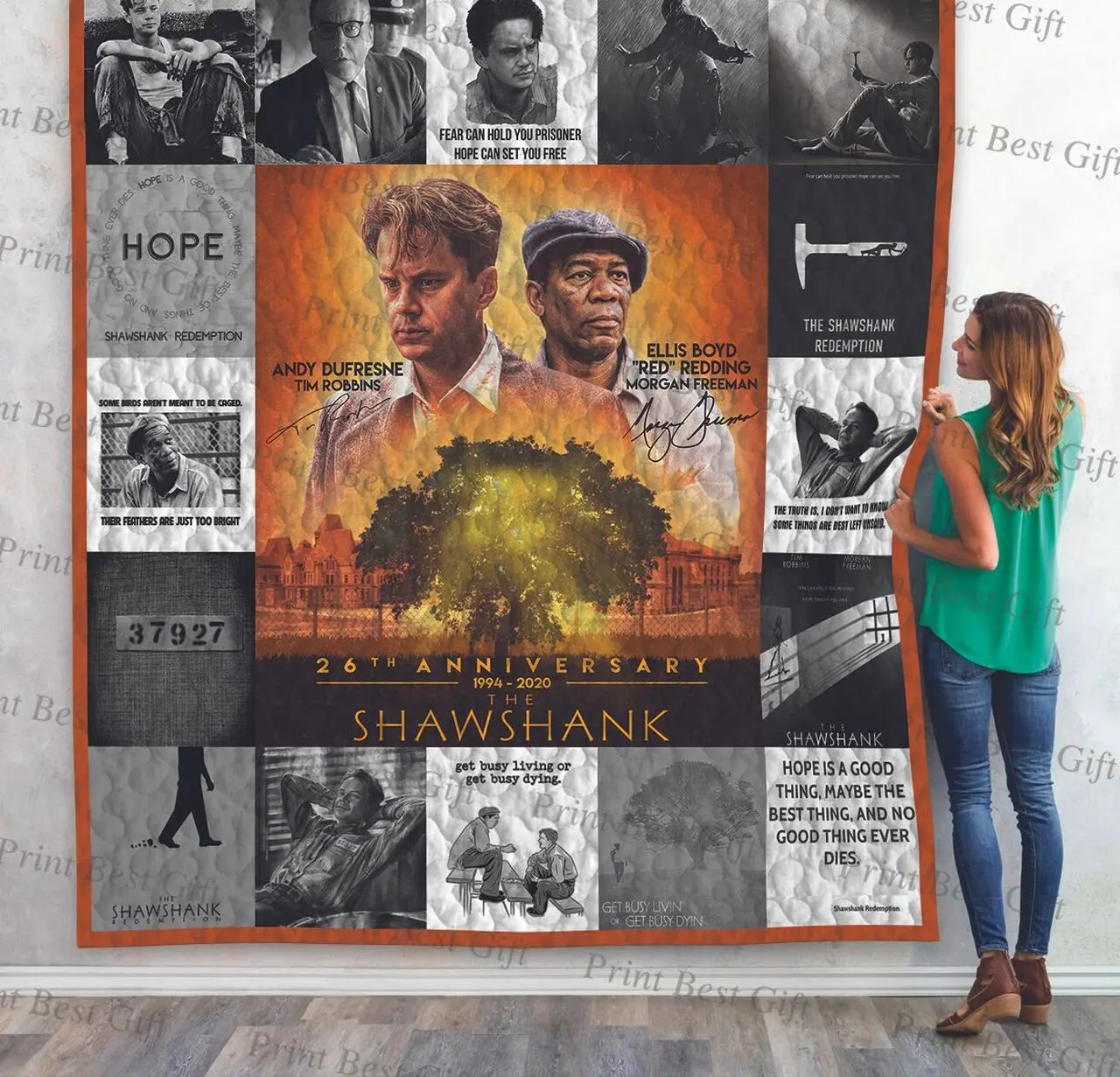 The Shawshank Redemption Poster Quilt Blanket Ver 3 and Home Decor