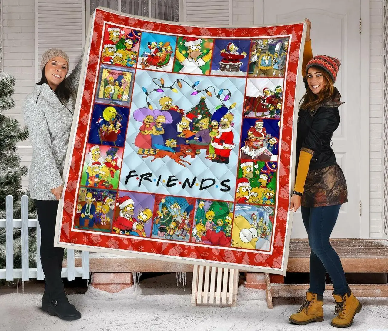 The Simpsons Christmas Xmas Gift Idea Quilt and Home Decor