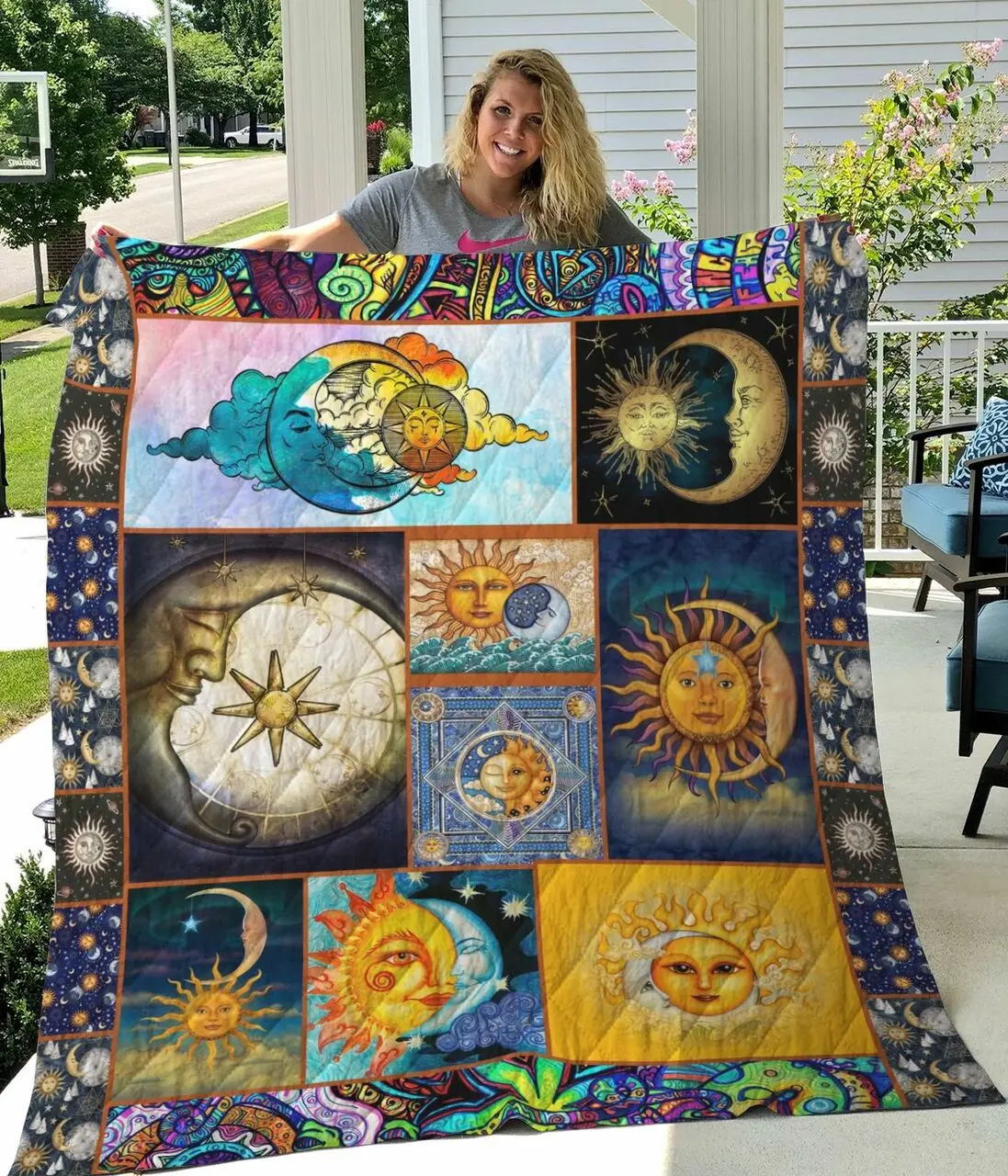 The Sun And The Moon Quilt Blanket Great Customized Gifts For Birthday Christmas Thanksgiving Perfect Gifts For Sun And Moon Lover and Home Decor
