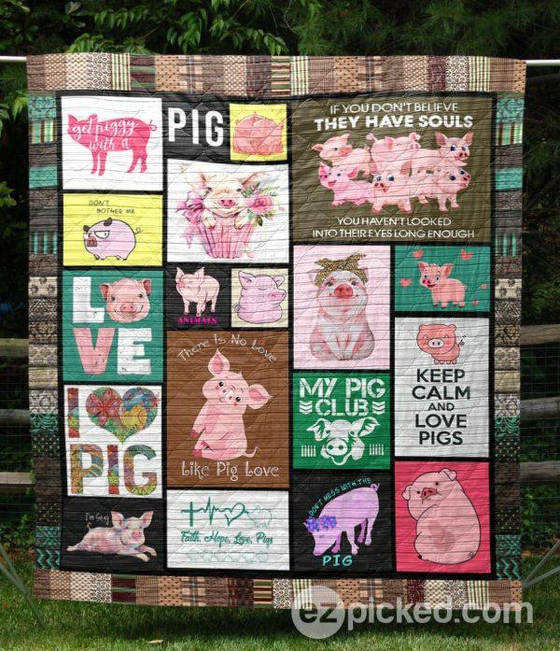 There Is No Love Like Pig Love Quilt Blanket Tm99 Quilt and Home Decor
