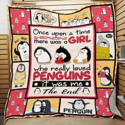 There Was A Girl Who Really Loved Penguins Quilt Blanket Great Customized Blanket Gifts For Birthday Christmas Thanksgiving and Home Decor
