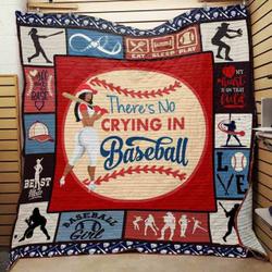 ThereS No Crying In Baseball Quilt Blanket Great Customized Blanket Gifts For Birthday Christmas Thanksgiving and Home Decor