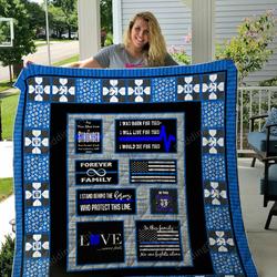 Thin Blue Line I Stand Behind The Heroes Who Protect This Line Quilt Blanket Great Customized Blanket Gifts For Birthday Christmas Thanksgiving and Home Decor