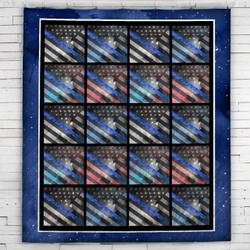 Thin Blue Line Police Flag Blanket  Quilt and Home Decor