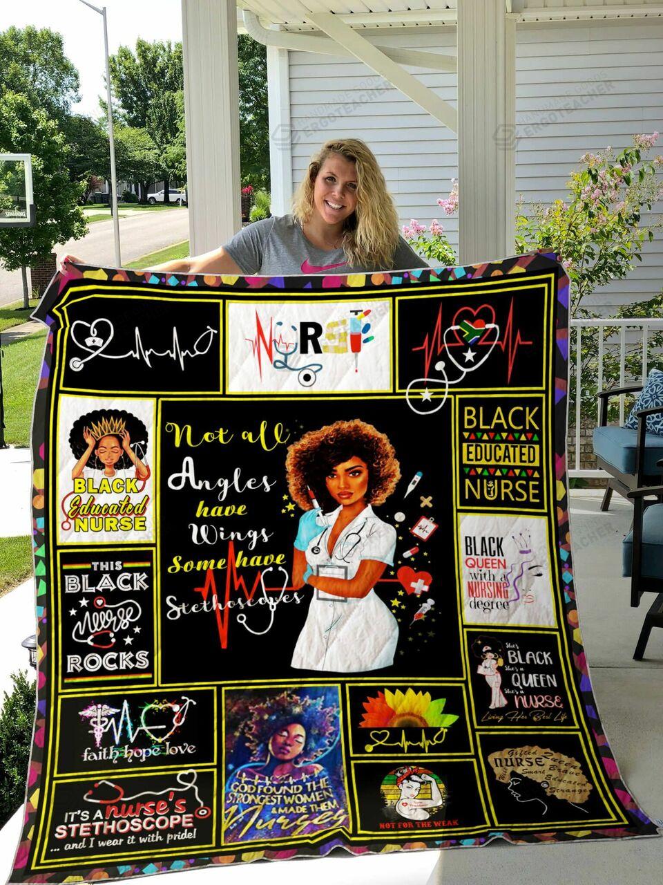 This Black Nurse Rocks Faith Hope Love Quilt Blanket Great Customized Gifts For Birthday Christmas Thanksgiving Perfect Gifts For Nurse And Black Daughter Girlfriend Wife and Home Decor