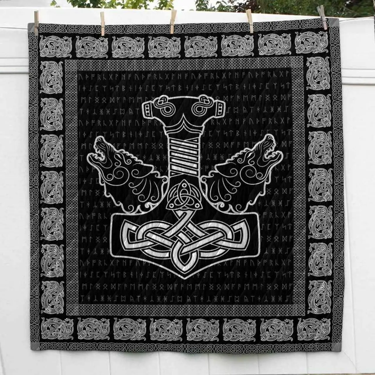 Thor Hammer Viking Wolf Cl2100520Mdq Quilt Blanket and Home Decor