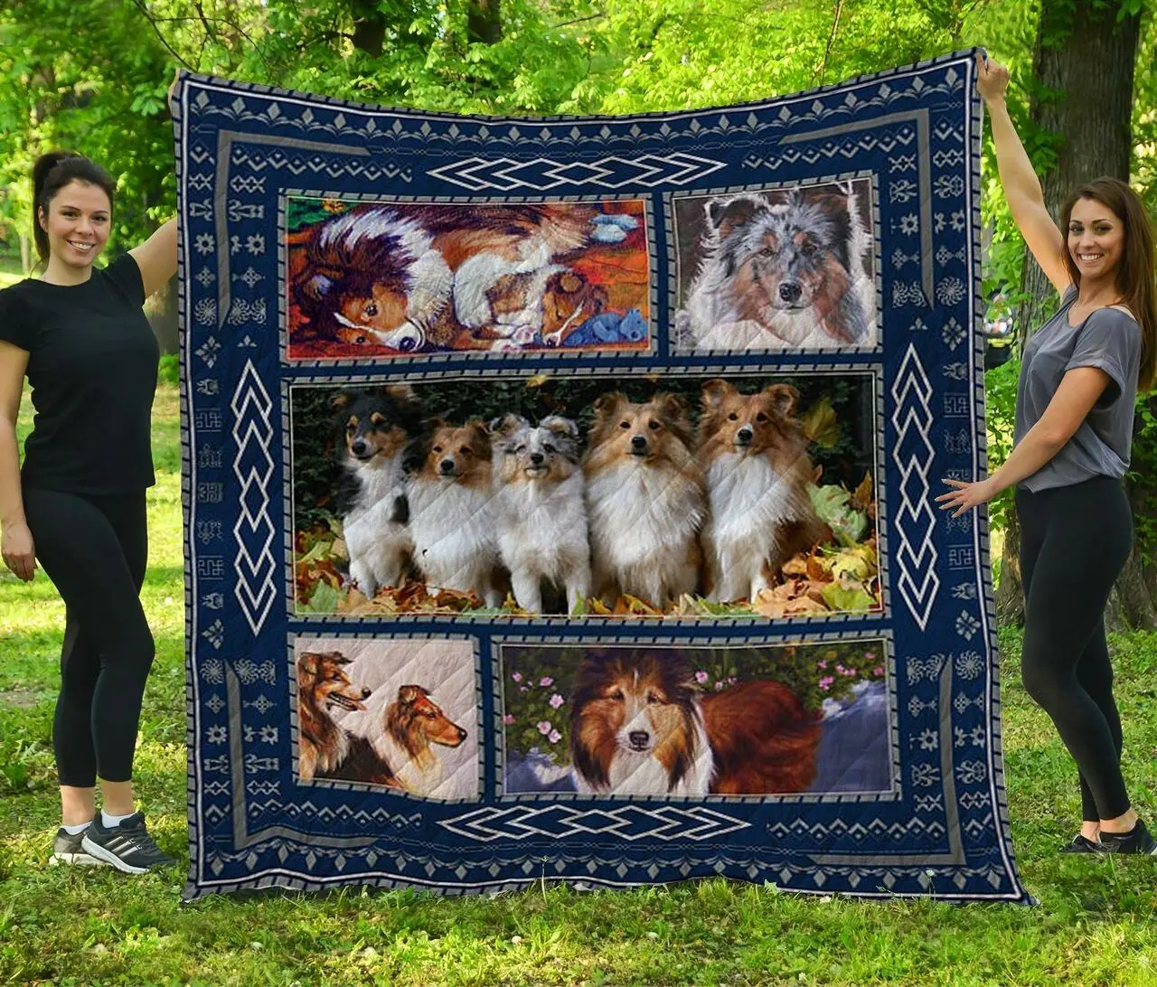 Thq071114 Shetland Sheepdog Quilt Blanket Quilt and Home Decor