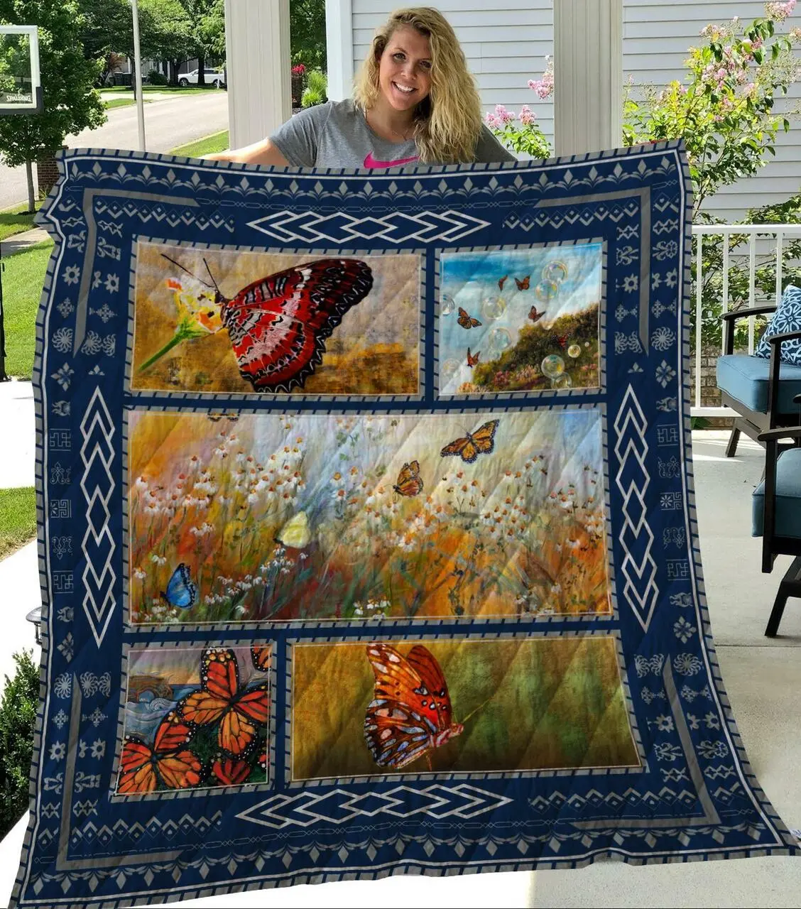 Thqa34002 Butterflies Quilt Blanket Quilt and Home Decor