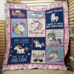Time To Be A Unicorn Cld270676 Quilt Blanket and Home Decor