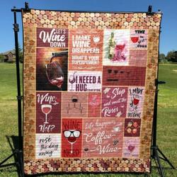 Time To Wine Down Quilt Blanket Aa22  Quilt and Home Decor