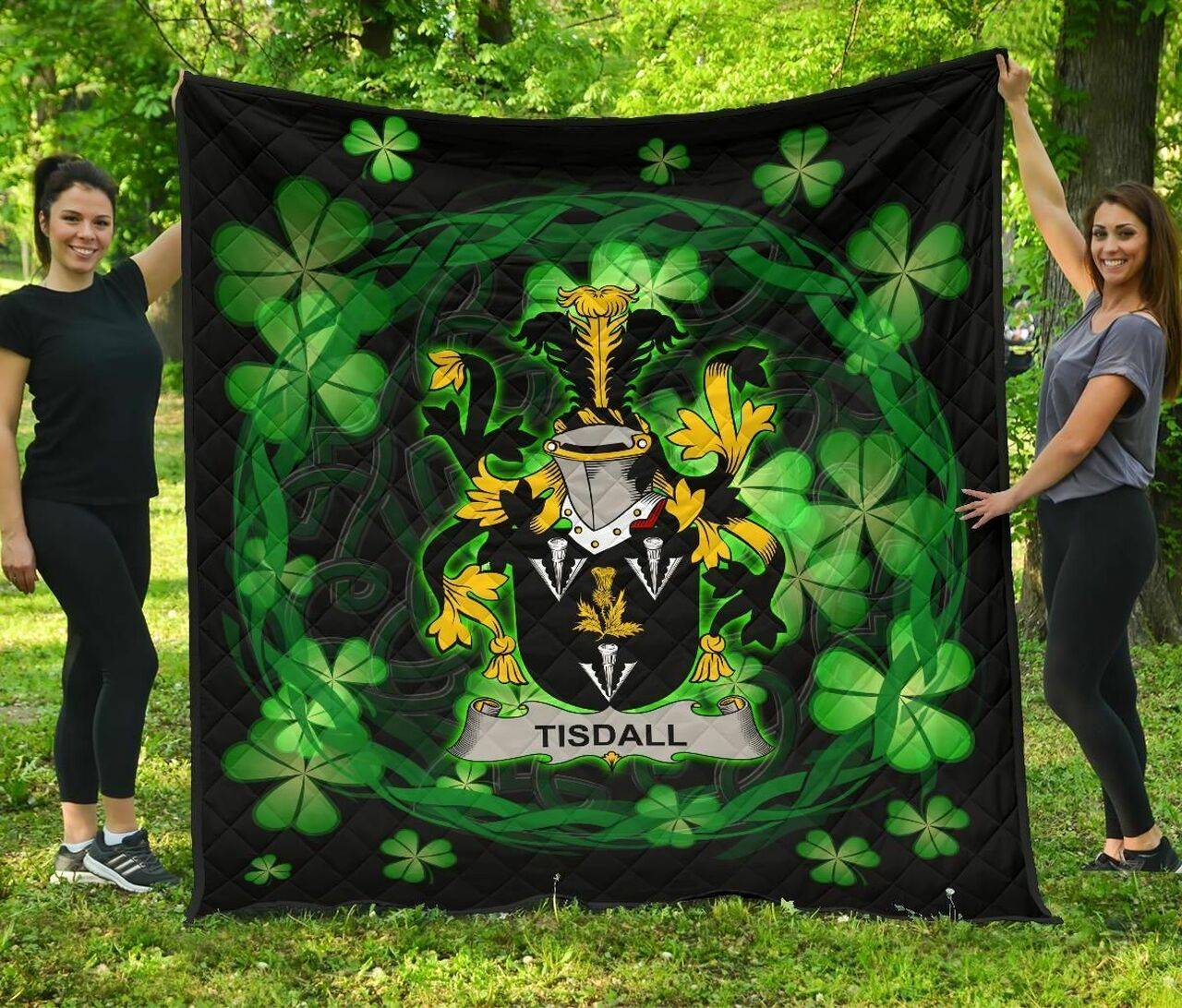 Tisdall Or Tisdale Ireland Irish Celtic Shamrock Knot Circle JFJ13718 3D Customized Quilt 2707 and Home Decor