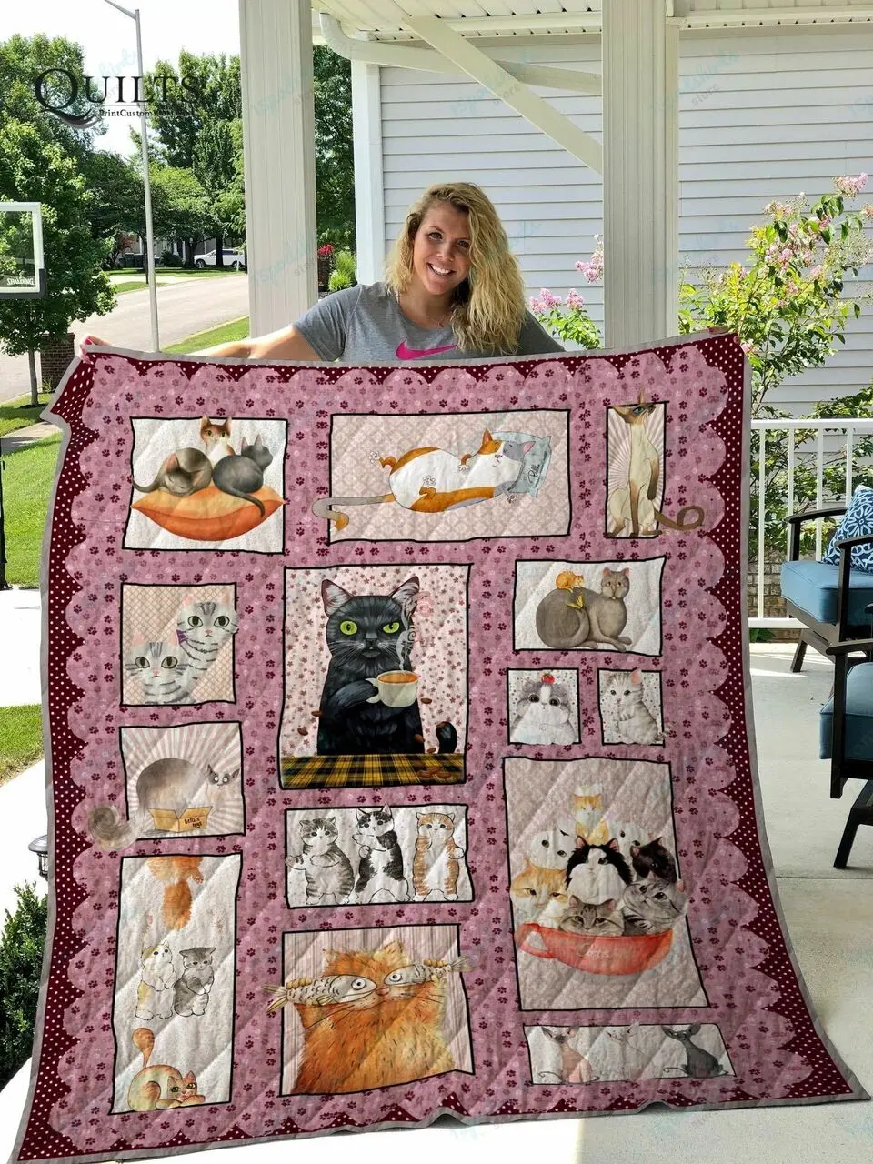 Tlmus Cat Cute Quilt Blanket Ver 1 and Home Decor
