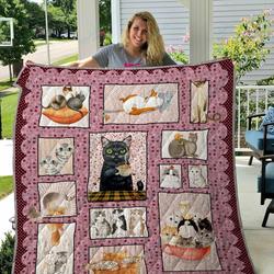 Tlmus Cat Cute Quilt Blanket Ver 1 and Home Decor
