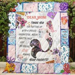 To Mermaid Mom From Your Favorite Blanket Kc1707 Quilt and Home Decor