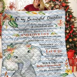 To My Beauti Daughter Elephant JFJ13728 3D Customized Quilt 2707 and Home Decor