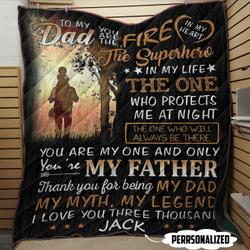 To My Dad Personalized Name LK62 NTTH011298 3D Customized Quilt and Home Decor
