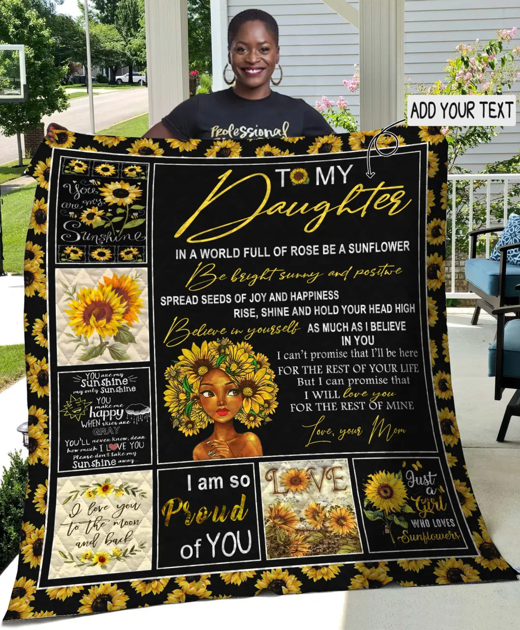 To My Daughter You Are My Sunflower Quilt and Home Decor