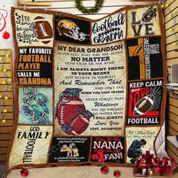 To My Dear Grandson , Football Cl14100492Mdq Quilt Blanket and Home Decor