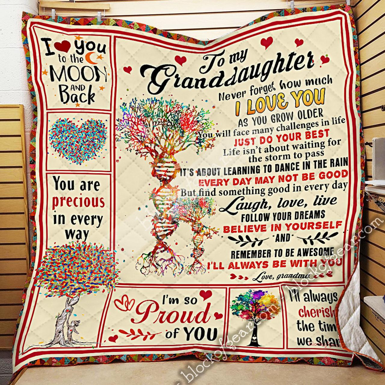 To My Granddaughter, Love Grandma Quilt Blanket Thn1894 and Home Decor