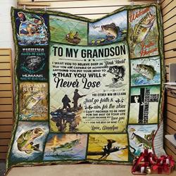 To My Grandson Fishing Cl30100113Mdq Quilt Blanket and Home Decor