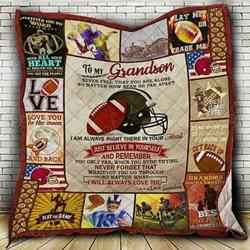 To My Grandson Football Cl18100748Mdq Quilt Blanket and Home Decor