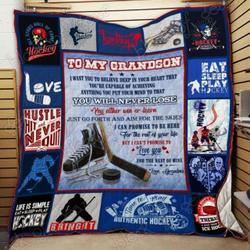 To My Grandson, Ice Hockey Quilt Blanket Kc1207 - Ll and Home Decor