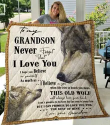 To My Grandson Quilt Blanket and Home Decor