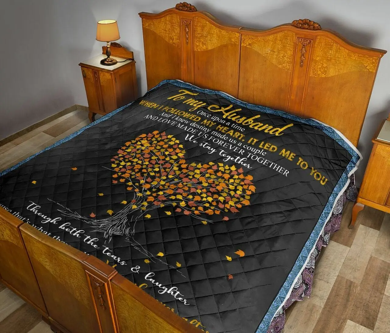 To My Husband Quilt Las and Home Decor