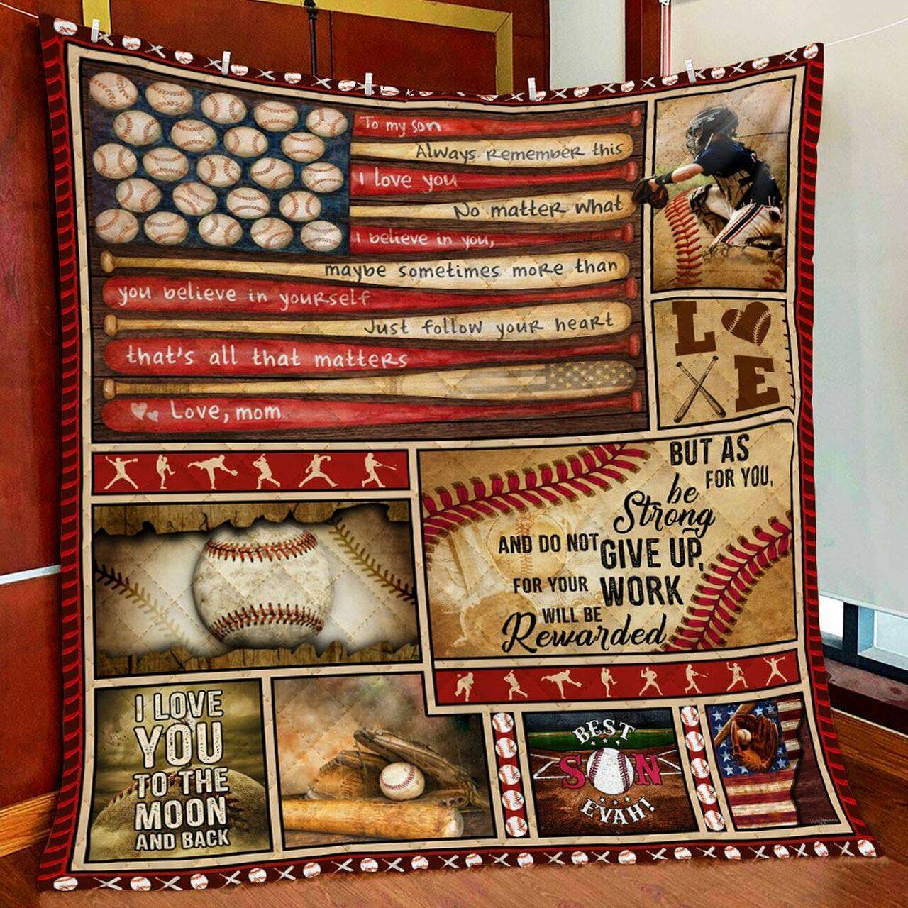 To My Son Baseball Quilt Blanket and Home Decor