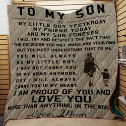 To My Son Love Mom Quilt Blanket and Home Decor