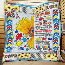 To My Son Mom Loves You Autism Ah Quilt Derqsm and Home Decor