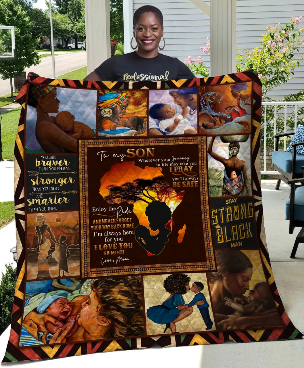 To My Son Stay Strong My Black Man Quilt and Home Decor